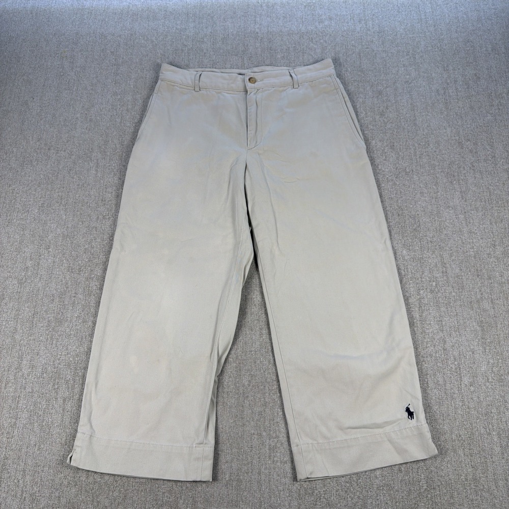 Lauren‎ Ralph Lauren Golf Pants Womens 8 Beige Chino Cropped Relaxed Pony Logo